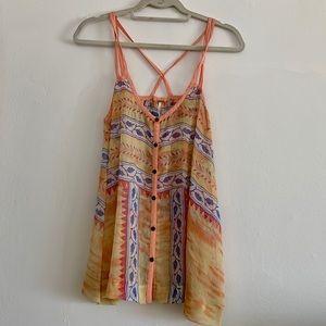 Free People Colorful Bohemian Strappy Tank Top
